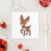 Serviette En Papier Cute Quilted Patchwork Reindeer | Christmas Holida (En situation)
