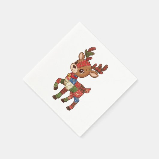 Serviette En Papier Cute Quilted Patchwork Reindeer | Christmas Holida (Coin)