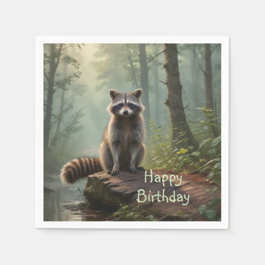 Serviette En Papier Cute Raccoon (Devant)