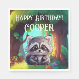 Serviette En Papier Cute raccoon animaux de forêt amis de forêt