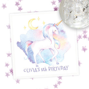 Serviette En Papier Cute Rainbow Unicorn Fête d'anniversaire fille