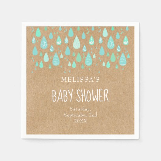 Serviette En Papier Cute Raindrops Couples Baby shower/Saupoudrer Rust (Devant)