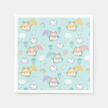 Cute Rainy Day Motif papier serviettes