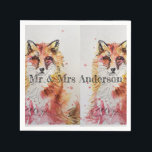 Serviette En Papier Cute Red Fox Mariage Décor Serviette Napkins<br><div class="desc">Joli décor Red Fox M & Mme Anderson (entièrement personnalisable) Serviette Napkins Aqua. Conçu à partir de mes peintures originales aquarelles.</div>