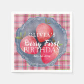 Serviette En Papier Cute Red Strawberry Watercolor Birthday (Devant)