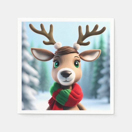 Serviette En Papier Cute Reindeer (Devant)
