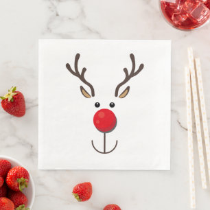 Serviette En Papier Cute Reinder Minimaliste Visage Blanc