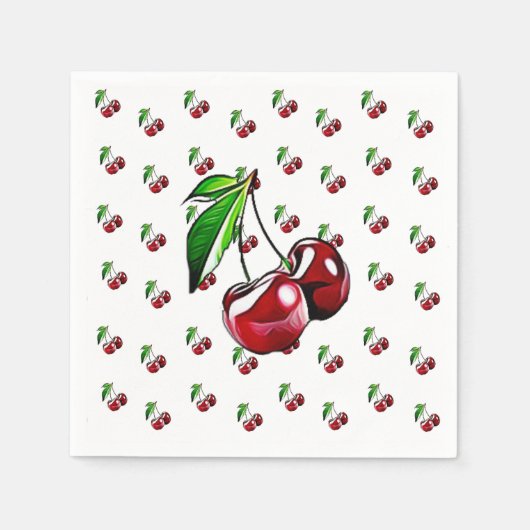 Serviette En Papier Cute Retro Cerises Vintages Napkin (Devant)