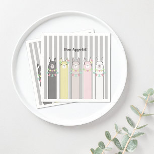 Serviette En Papier Cute Retro Coloré Llamas Papier personnalisé