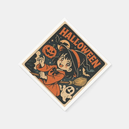 Serviette En Papier Cute retro Japanese cartoon Halloween (Coin)