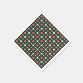 Serviette En Papier Cute Retro Pop Fleur Motif Noël Rose Vert (Coin)