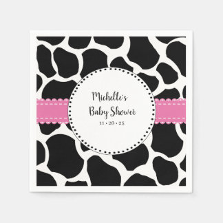 Serviette En Papier Cute Rose Black Cow Imprimer Nom Papier Napkins