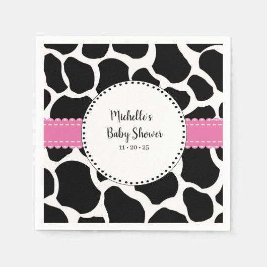 Serviette En Papier Cute Rose Black Cow Imprimer Nom Papier Napkins (Devant)
