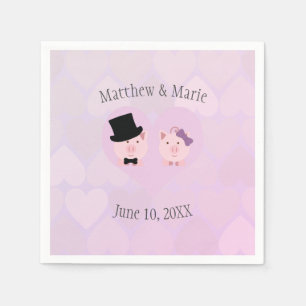 Serviette En Papier Cute Rose Cochon Love motif arrière - plan