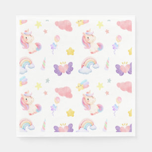 Serviette En Papier Cute rose douce licorne arc-en-ciel Motif