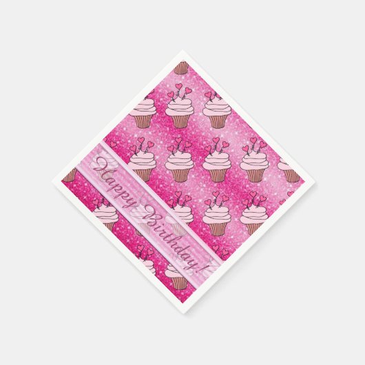 Serviette En Papier Cute rose Parties scintillant Coeur Cupcakes Anniv (Coin)