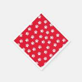 Serviette En Papier Cute rouge et blanc Empreinte de patte Motif servi (Coin)