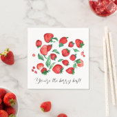 Serviette En Papier Cute Rouge Fruits de fraise Motif d'aquarelle (En situation)