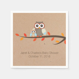 Serviette En Papier Cute Rustic Chouettes Baby shower Papier