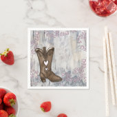 Serviette En Papier Cute Rustic Coeur Rose Cowgirl Boots Fête des mari (En situation)