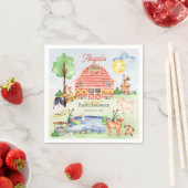 Serviette En Papier Cute Rustic Farm Animaux Barnyard Baby shower (En situation)