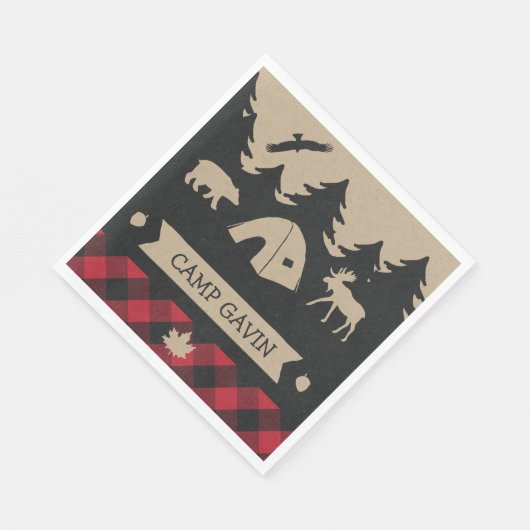 Serviette En Papier Cute Rustic Flannel Camping fête d'anniversaire (Coin)