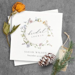 Serviette En Papier Cute Rustic Meadow Floral Wreath Fête des mariées