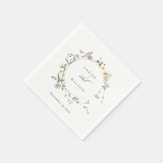 Serviette En Papier Cute Rustique Jaune Pré Floral Mariage Wreath (Coin)