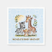 Serviette En Papier Cute Safari Animal Trio Boy Baby Shower (Devant)