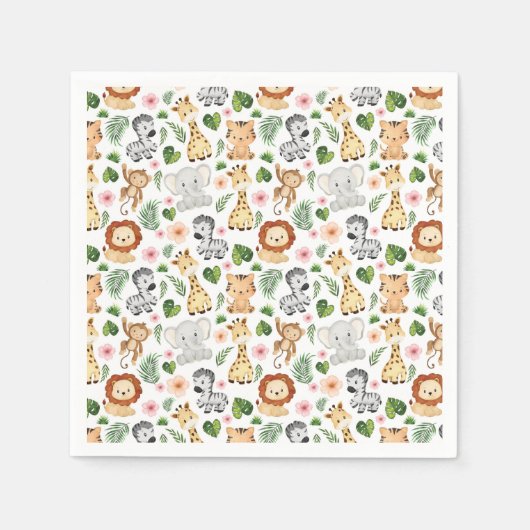 Serviette En Papier Cute Safari Animals (Devant)