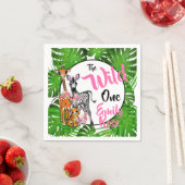 Serviette En Papier Cute Safari animaux 1er anniversaire | jungle Anim (En situation)