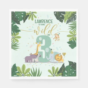 Serviette En Papier Cute Safari Animaux Jeunes Sauvages & 3 Papier d'a