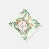 Serviette En Papier Cute Safari Animaux sauvages Végétation Anniversai (Coin)