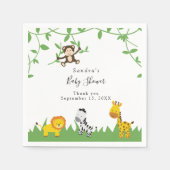 Serviette En Papier Cute Safari Baby shower Arrière - plan Jungle Anim (Devant)