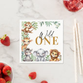Serviette En Papier Cute Safari Jungle Animaux Wild One Boy Anniversai (En situation)