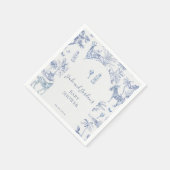 Serviette En Papier Cute Safari Toile de Jouy | Baby shower bleu (Coin)
