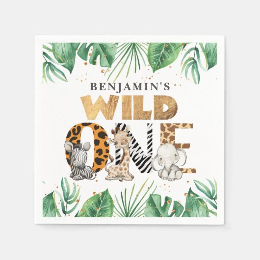 Serviette En Papier Cute Safari Wild One 1er anniversaire (Devant)