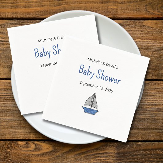 Serviette En Papier Cute Sailboat Nautical Baby Boy Couples Shower