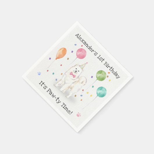 Serviette En Papier Cute Samoyed Chien fête d'anniversaire (Coin)