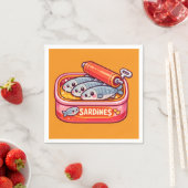 Serviette En Papier Cute Sardines Fish Cartoon (En situation)