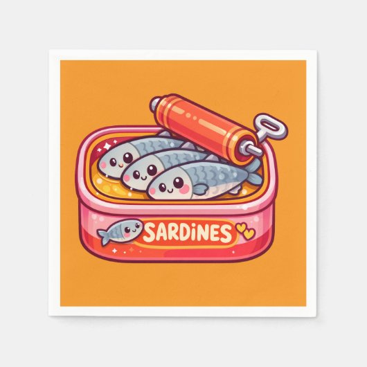 Serviette En Papier Cute Sardines Fish Cartoon (Devant)