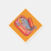Serviette En Papier Cute Sardines Fish Cartoon (Coin)