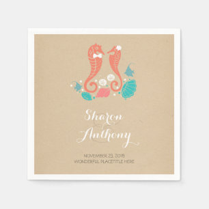 Serviette En Papier Cute Seahorses Plage Papier de mariage serviettes
