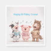 Serviette En Papier Cute Singing Animals - Cow Pig Pony (Devant)