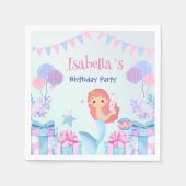 Serviette En Papier Cute Sirène Arc-en-ciel Aquarelle fête d'anniversa (Devant)