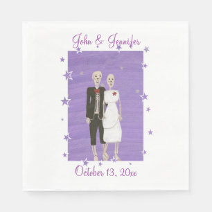 Serviette En Papier Cute Skeleton Couple Mariage Halloween Napkins