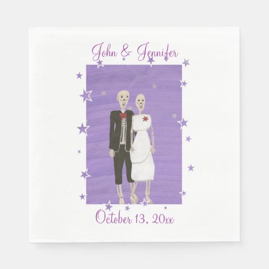 Serviette En Papier Cute Skeleton Couple Mariage Halloween Napkins (Devant)