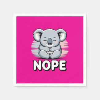 Serviette En Papier Cute Sleeping Koala “Nope” Funny Cartoon