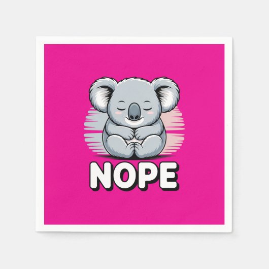 Serviette En Papier Cute Sleeping Koala “Nope” Funny Cartoon (Devant)