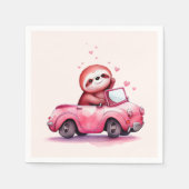 Serviette En Papier Cute Sloth Driving a Pink Convertible (Devant)